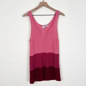 Vintage 100% Cashmere TSE Colour Block Knit Tank Top Shirt Colourblock 90s Y2K